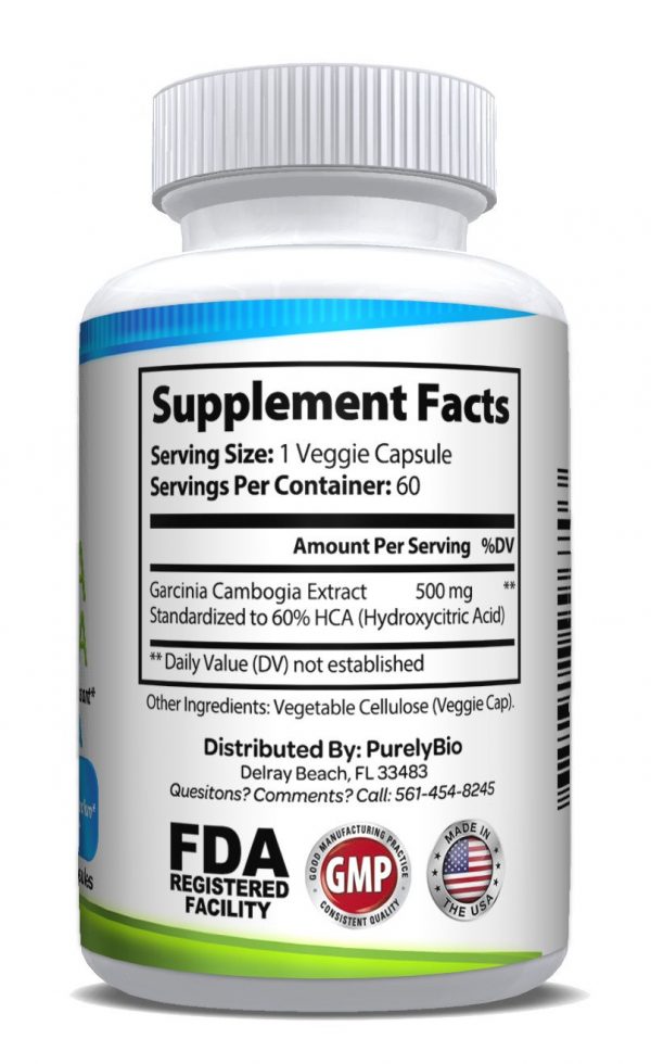 100% Pure Garcina Cambogia/60% HCA 60 Capsules - Image 2