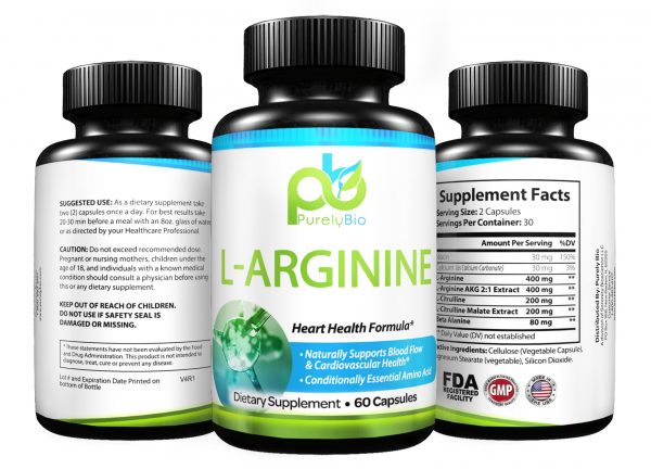PurelyBio - L-Arginine No Blast  60 Capsules - Image 4