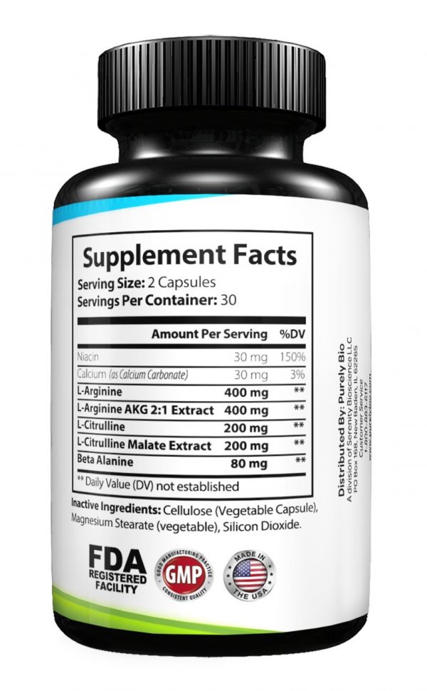 PurelyBio - L-Arginine No Blast  60 Capsules - Image 2