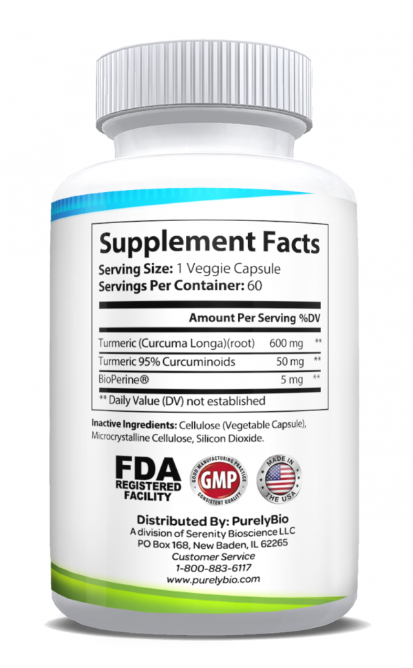 PurelyBio-Turmeric w/Bioperine 650mg  60ct Capsules - Image 2
